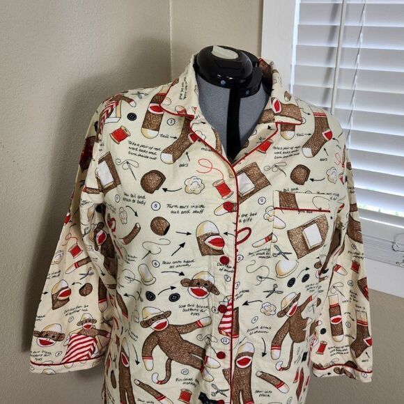 Nick & Nora How to Sew A Sock Monkey Pajamas Y2k Size XXL Plus Size - Picture 3 of 16